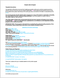 BAXFENDY Sample Appeal Letter